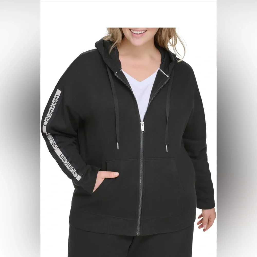 Calvin Klein Black Zip-Up Hoodie with Hood - Picture 1 of 6